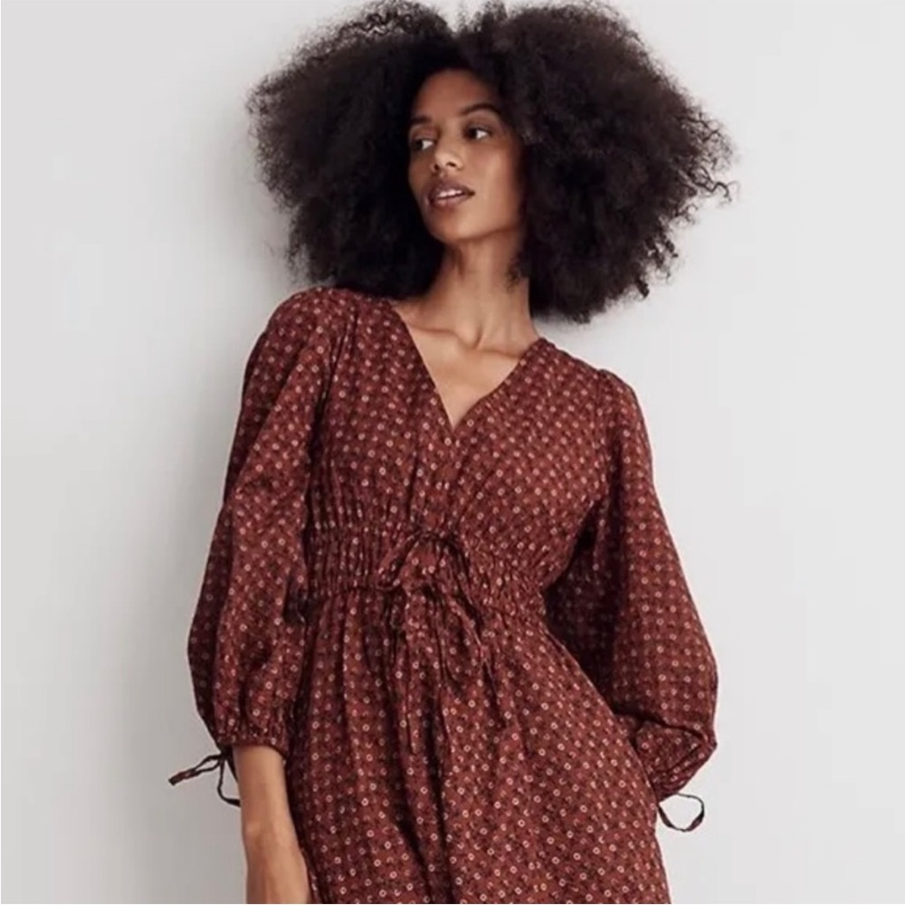 NWOT Madewell Tie-Front Sophia Dress in Teaberry Floral